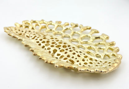 Fossil inspired decorative metal tray | gold and silver tray decor centrepiece
