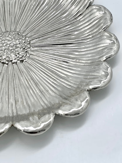 Sunflower decorative metal tray | antiqued metal decorative trays | gold tray decor with antique finish
