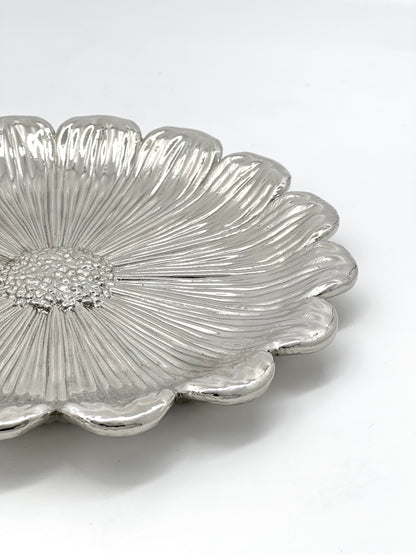Sunflower decorative metal tray | antiqued metal decorative trays | gold tray decor with antique finish