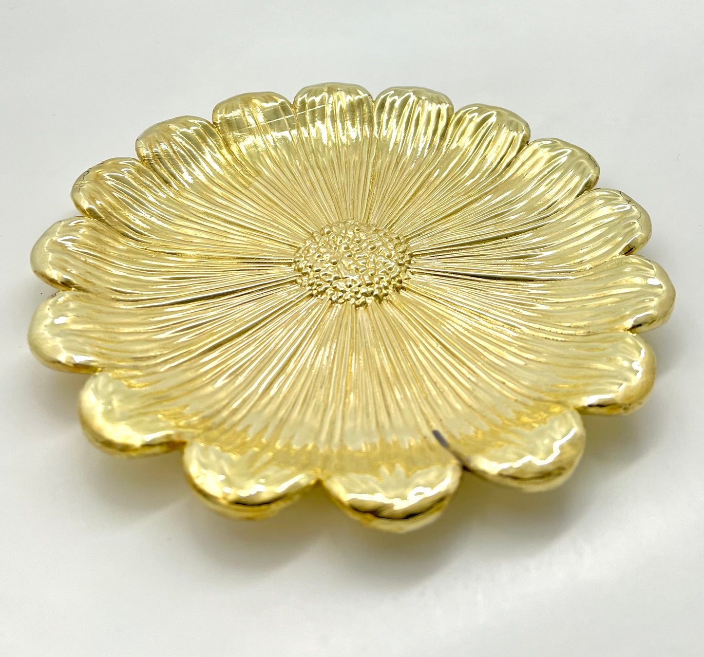 Sunflower decorative metal tray | antiqued metal decorative trays | gold tray decor with antique finish
