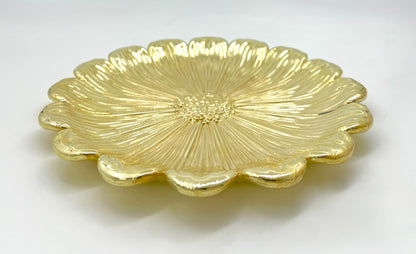 Sunflower decorative metal tray | antiqued metal decorative trays | gold tray decor with antique finish