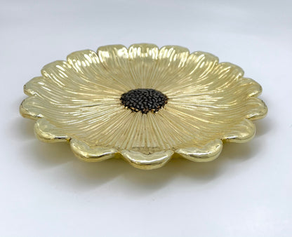 Antiqued Sunflower decorative metal tray |Gold and Silver Tray decor for home