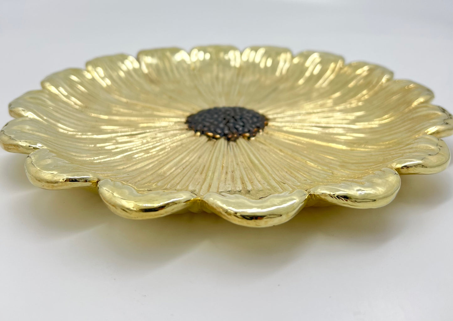 Antiqued Sunflower decorative metal tray |Gold and Silver Tray decor for home