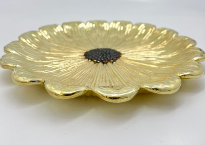 Antiqued Sunflower decorative metal tray |Gold and Silver Tray decor for home