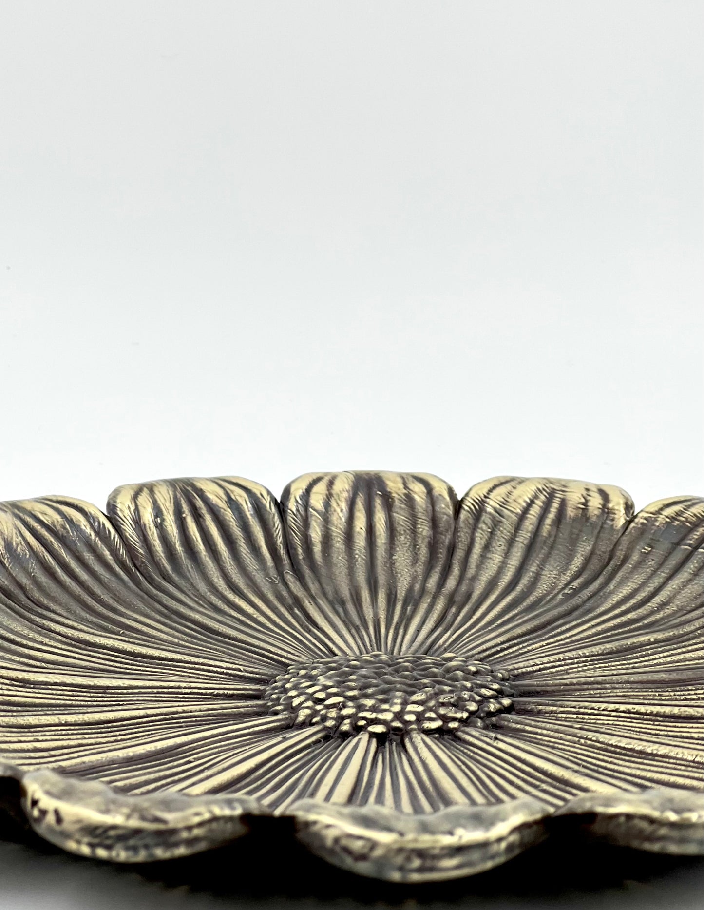 Sunflower decorative metal tray | antiqued metal decorative trays | gold tray decor with antique finish