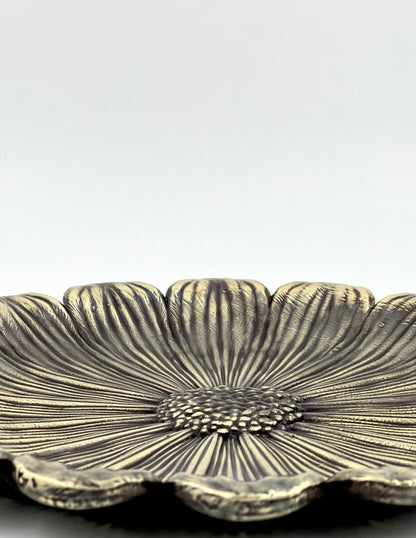 Sunflower decorative metal tray | antiqued metal decorative trays | gold tray decor with antique finish