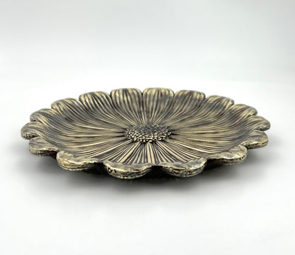Sunflower decorative metal tray | antiqued metal decorative trays | gold tray decor with antique finish