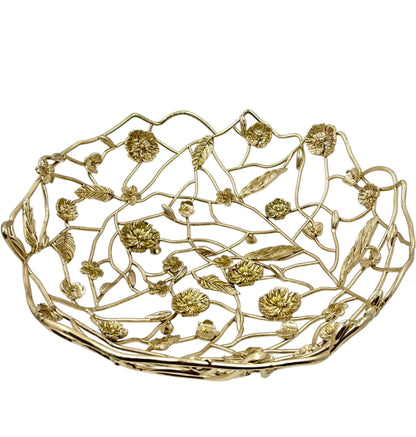 Blossom Weave – Metal Fruit Basket | Decorative Serveware & Floral Centrepiece