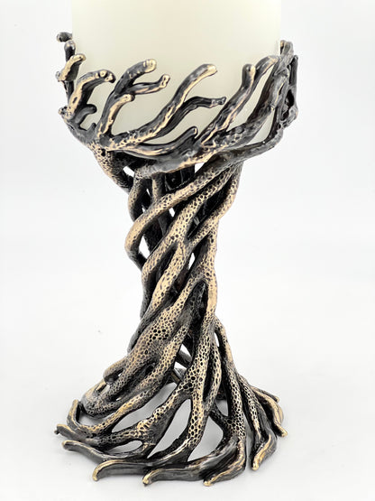 Bark sculptural pillar candle holder | modern artistic candle holder for home decor