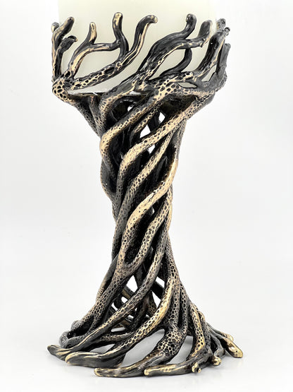 Bark sculptural pillar candle holder | modern artistic candle holder for home decor