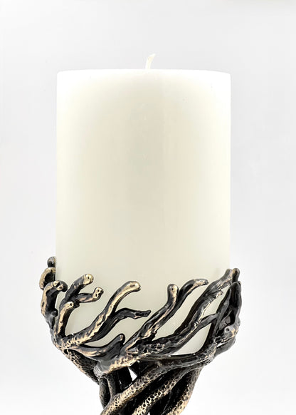 Bark sculptural pillar candle holder | modern artistic candle holder for home decor