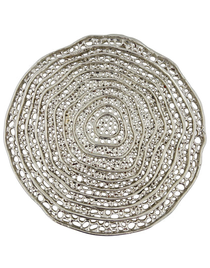 Metal spiral decorative dosa tray | Round centrepiece serving tray in gold, silver or antique