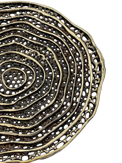 Metal spiral decorative dosa tray | Round centrepiece serving tray in gold, silver or antique