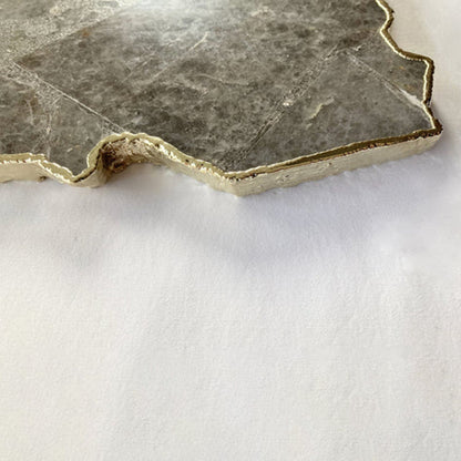 Large Smoky Grey Agate Serving Tray With Brass Handles/Personalised Momentos/Sign Boards 10"x15"