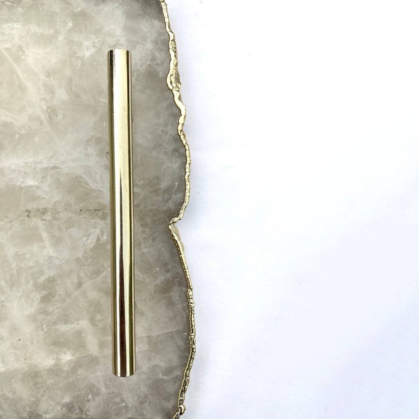 Large White Agate Serving Tray With Brass Handles/Personalised Momentos/Sign Boards 10"x15"