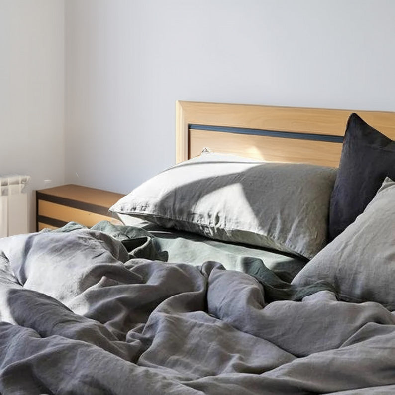 Light Grey - 100% Pure Linen | Linen Cotton Mix | 3 Piece Duvet Cover Set | 4 Piece Sheet Set | Handmade | Pre-washed | Soft