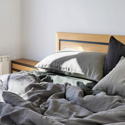Light Grey - 100% Pure Linen | Linen Cotton Mix | 3 Piece Duvet Cover Set | 4 Piece Sheet Set | Handmade | Pre-washed | Soft