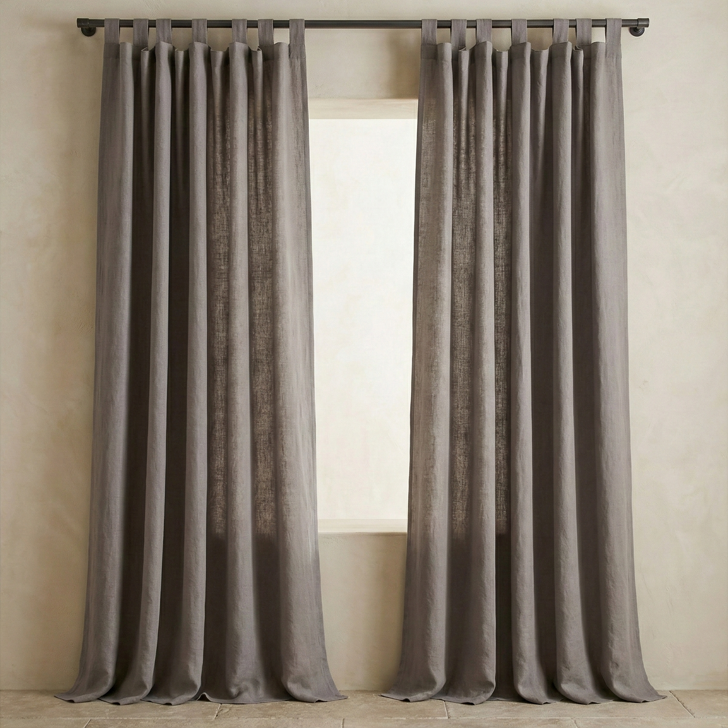 Viscose Linen Tab Top Curtain Panel – Light Filtering Semi Sheer Soft Viscose Linen Curtains (Single Panel)