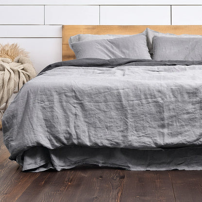 Light Grey - 100% Pure Linen | Linen Cotton Mix | 3 Piece Duvet Cover Set | 4 Piece Sheet Set | Handmade | Pre-washed | Soft