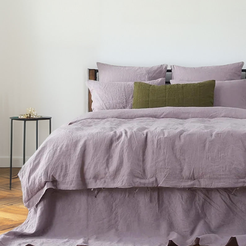 Light Mauve - 100% Pure Linen | Linen Cotton Mix | 3 Piece Duvet Cover Set | 4 Piece Sheet Set | Handmade | Pre-washed | Soft