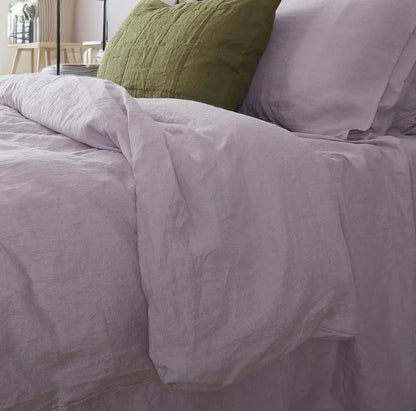 Light Mauve - 100% Pure Linen | Linen Cotton Mix | 3 Piece Duvet Cover Set | 4 Piece Sheet Set | Handmade | Pre-washed | Soft
