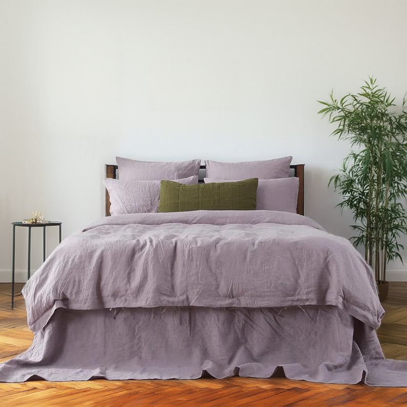 Light Mauve - 100% Pure Linen | Linen Cotton Mix | 3 Piece Duvet Cover Set | 4 Piece Sheet Set | Handmade | Pre-washed | Soft