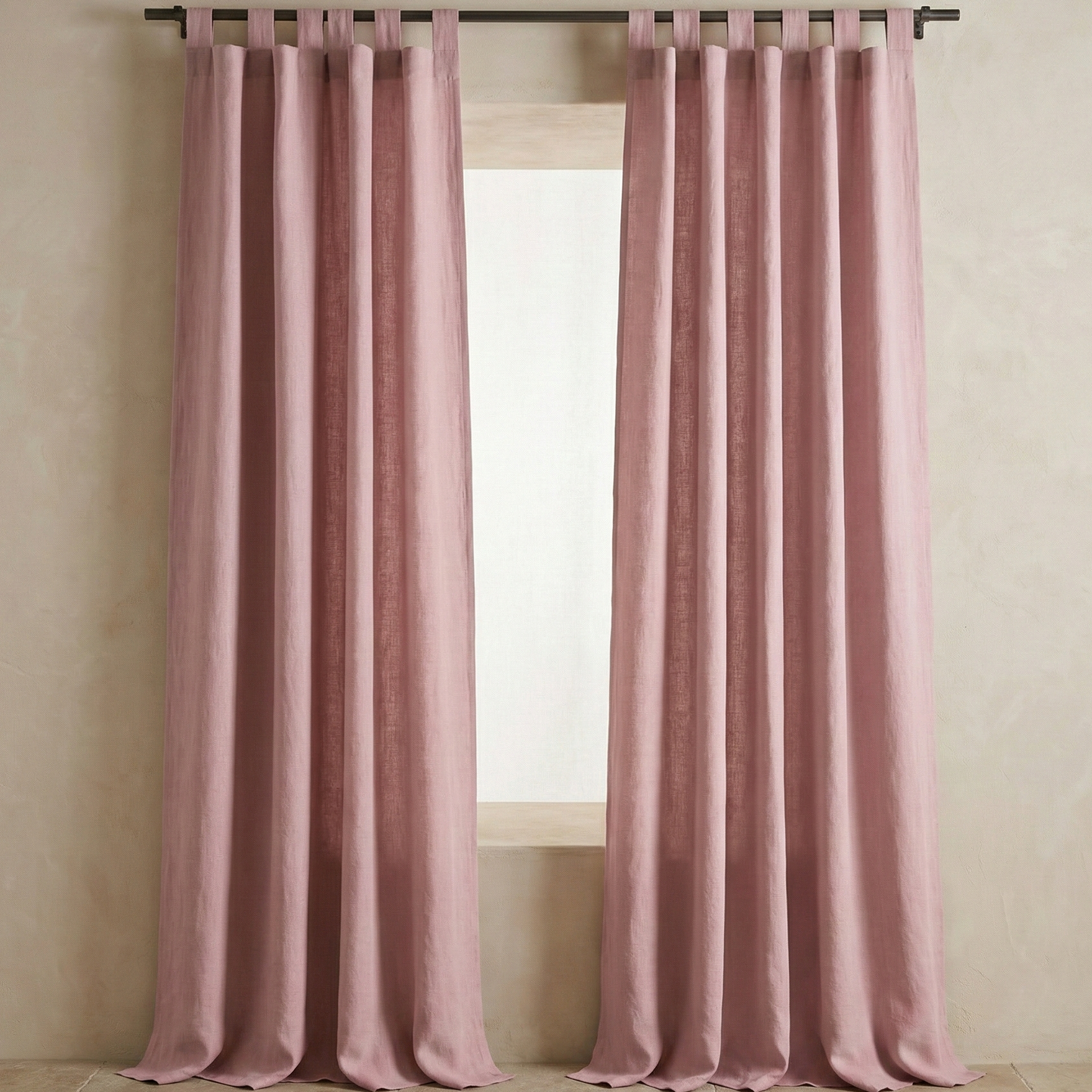 Viscose Linen Tab Top Curtain Panel – Light Filtering Semi Sheer Soft Viscose Linen Curtains (Single Panel)