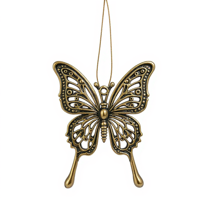 Butterfly Christmas ornament | metallic tree decoration in gold, silver and antique | set of 2 or 4