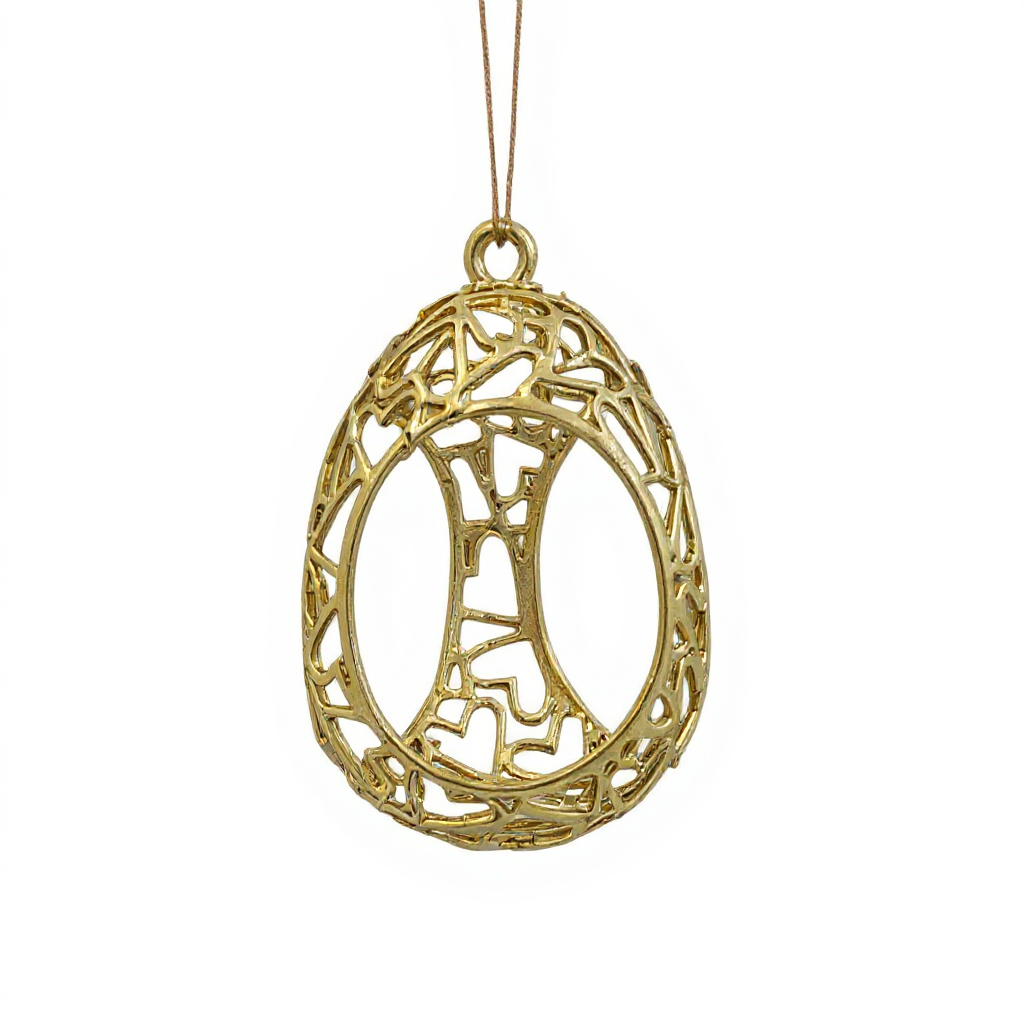 Open Heart egg Christmas ornament | electroformed metallic bauble in gold, silver or antique | set of 2 or 4