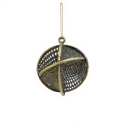 Ecliptic globe christmas ornament | metallic ball ornament in gold, silver and antique | set of 2 or 4