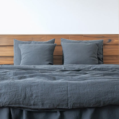 Midnight Blue - 100% Pure Linen | Linen Cotton Mix | 3 Piece Duvet Cover Set | 4 Piece Sheet Set | Handmade | Pre-washed | Soft