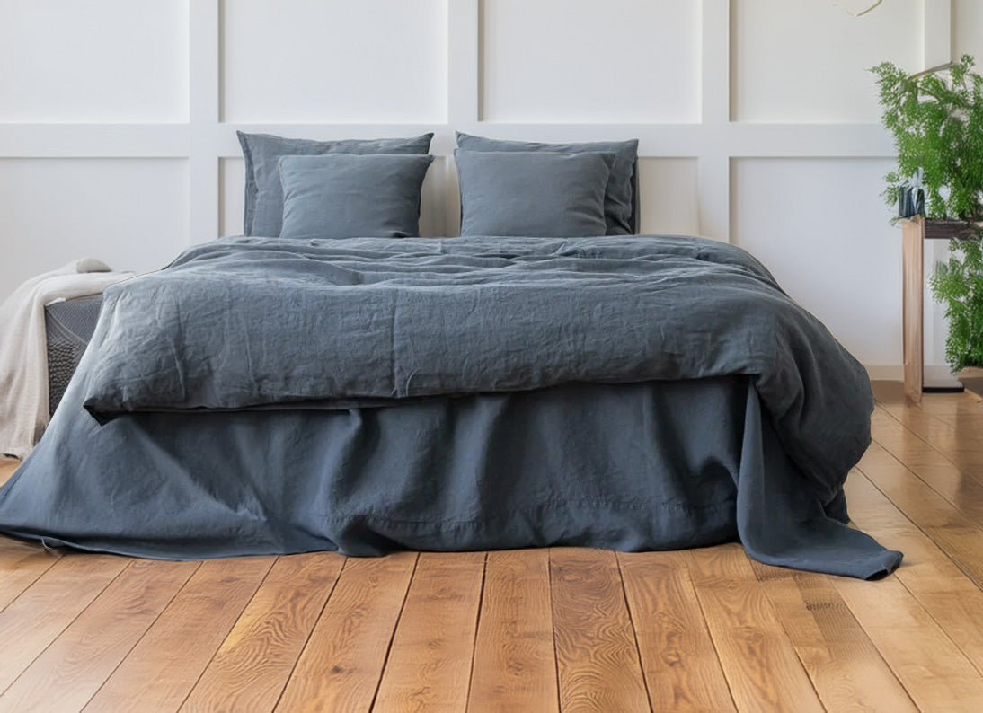 Midnight Blue - 100% Pure Linen | Linen Cotton Mix | 3 Piece Duvet Cover Set | 4 Piece Sheet Set | Handmade | Pre-washed | Soft