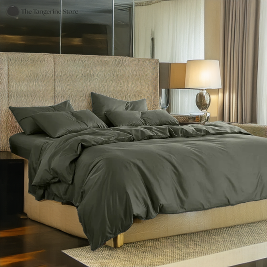 Moss Green - Cotton Sateen 3 Piece Duvet Cover Set | 4 Piece Sheet Set | Pre-washed | 400 TC Cotton Sateen | Ultra Soft | Luxury Bedding