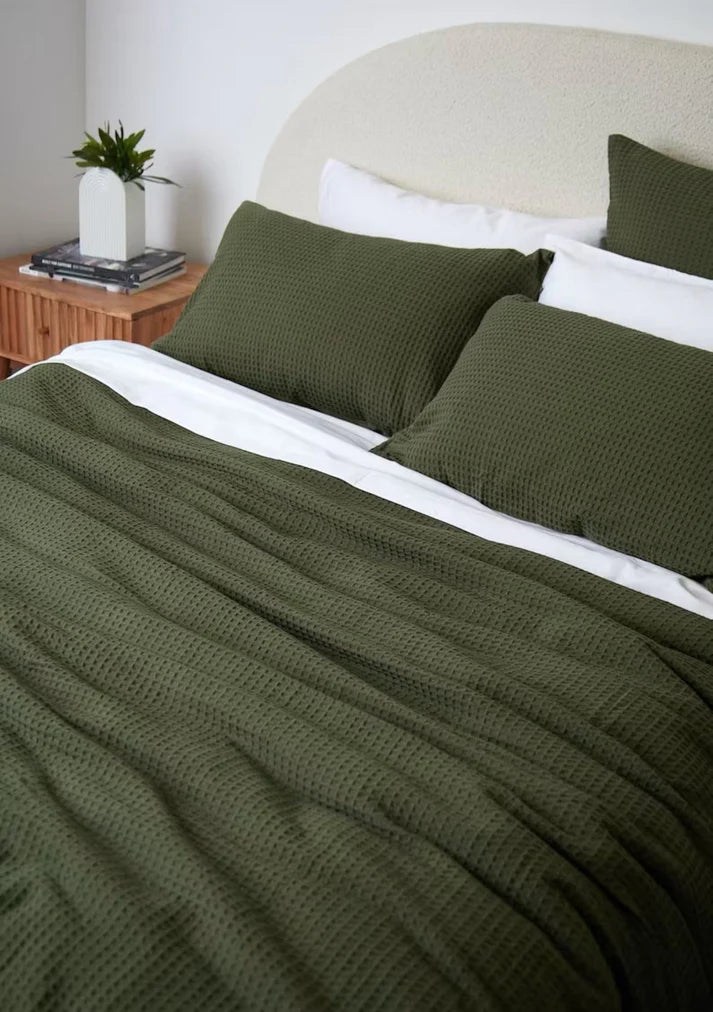Waffle Weave Linen Cotton Mix Duvet Cover Set | 3 Piece Duvet Cover Set | Handmade