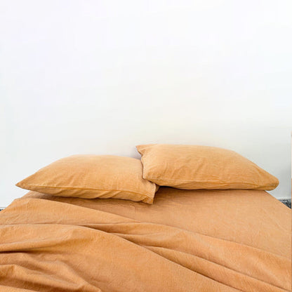 MustardYellow - Stone Washed | Antiqued | Ultra Soft | 100% Pure Linen | Linen Cotton Mix | 3 Piece Duvet Set | 4 Piece Sheet Set | Handmade