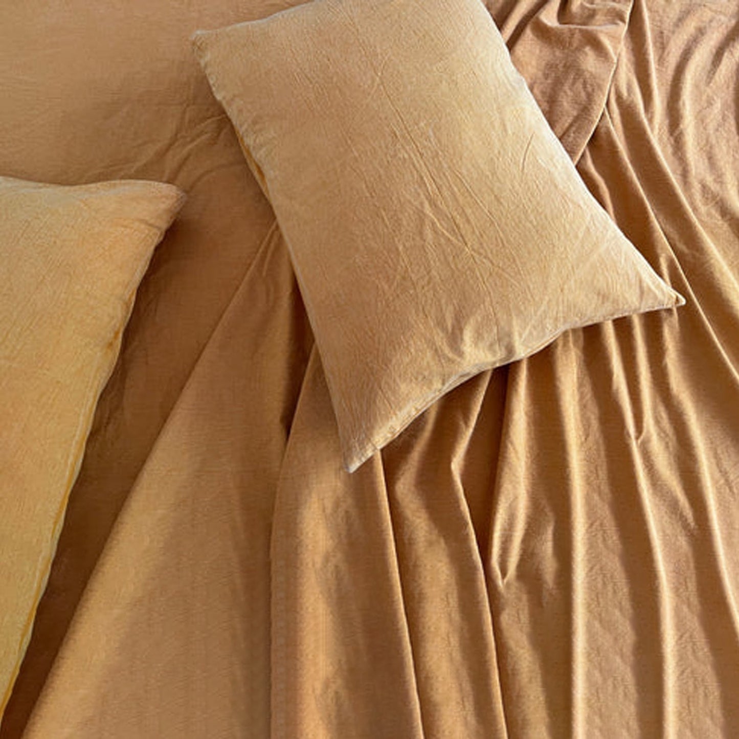 MustardYellow - Stone Washed | Antiqued | Ultra Soft | 100% Pure Linen | Linen Cotton Mix | 3 Piece Duvet Set | 4 Piece Sheet Set | Handmade