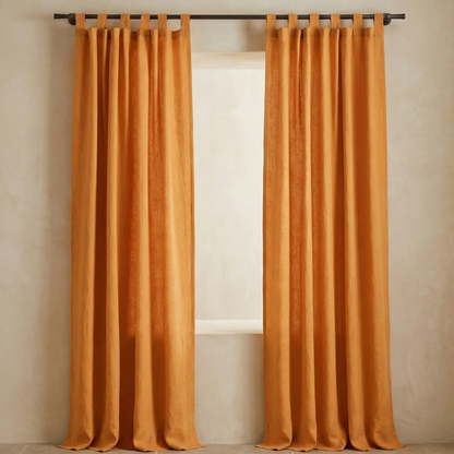 Viscose Linen Tab Top Curtain Panel – Light Filtering Semi Sheer Soft Viscose Linen Curtains (Single Panel)