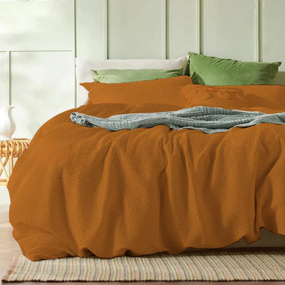 Waffle Weave Pure Cotton Duvet Cover Set | 100% Pure Cotton | 3 Piece Duvet Cover Set | Handmade