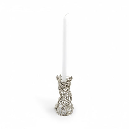 Roots – Electro-formed Sculptural Taper Candleholder | Organic Spiral Coral-Inspired Home Accent in Gold, Silver or Antique Finish