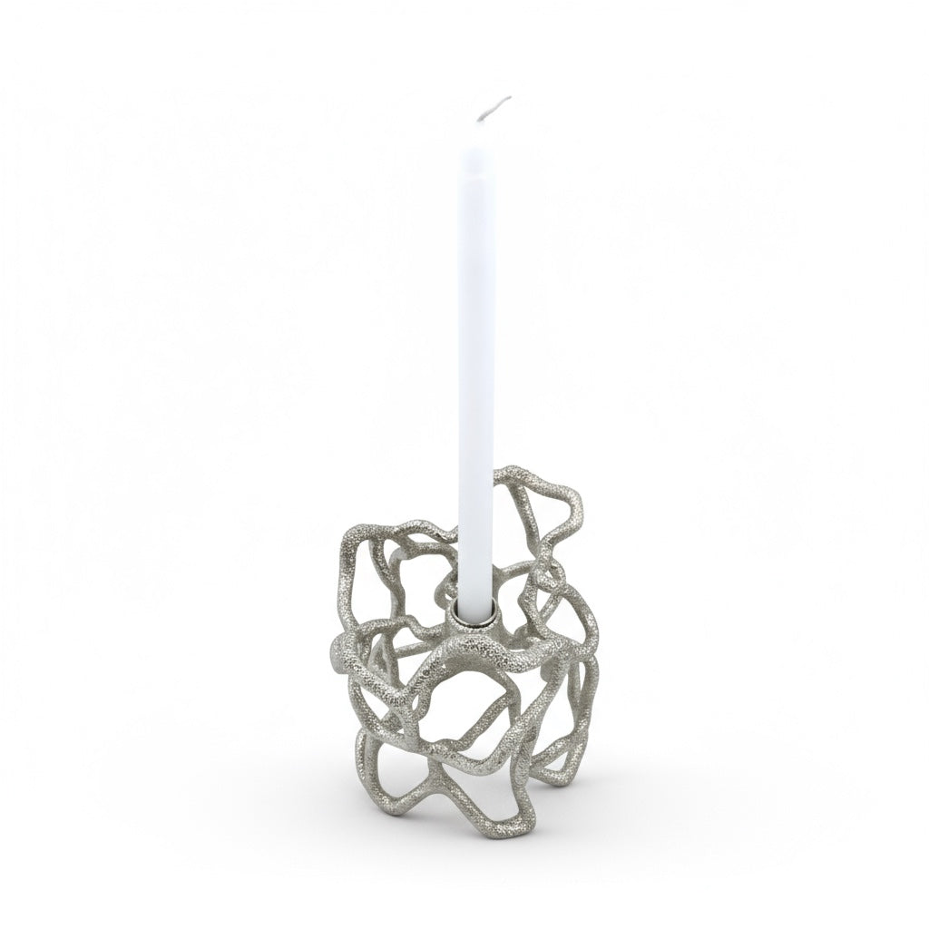 Organic Abstract Candle Holder – Sculptural Tealight & Taper Stand | Gold, Silver or Antique Finish