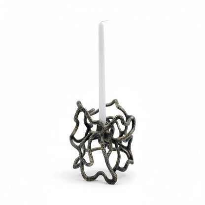 Organic Abstract Candle Holder – Sculptural Tealight & Taper Stand | Gold, Silver or Antique Finish
