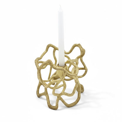 Organic Abstract Candle Holder – Sculptural Tealight & Taper Stand | Gold, Silver or Antique Finish