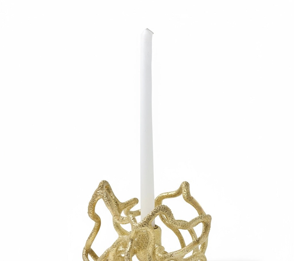 Organic Abstract Candle Holder – Sculptural Tealight & Taper Stand | Gold, Silver or Antique Finish