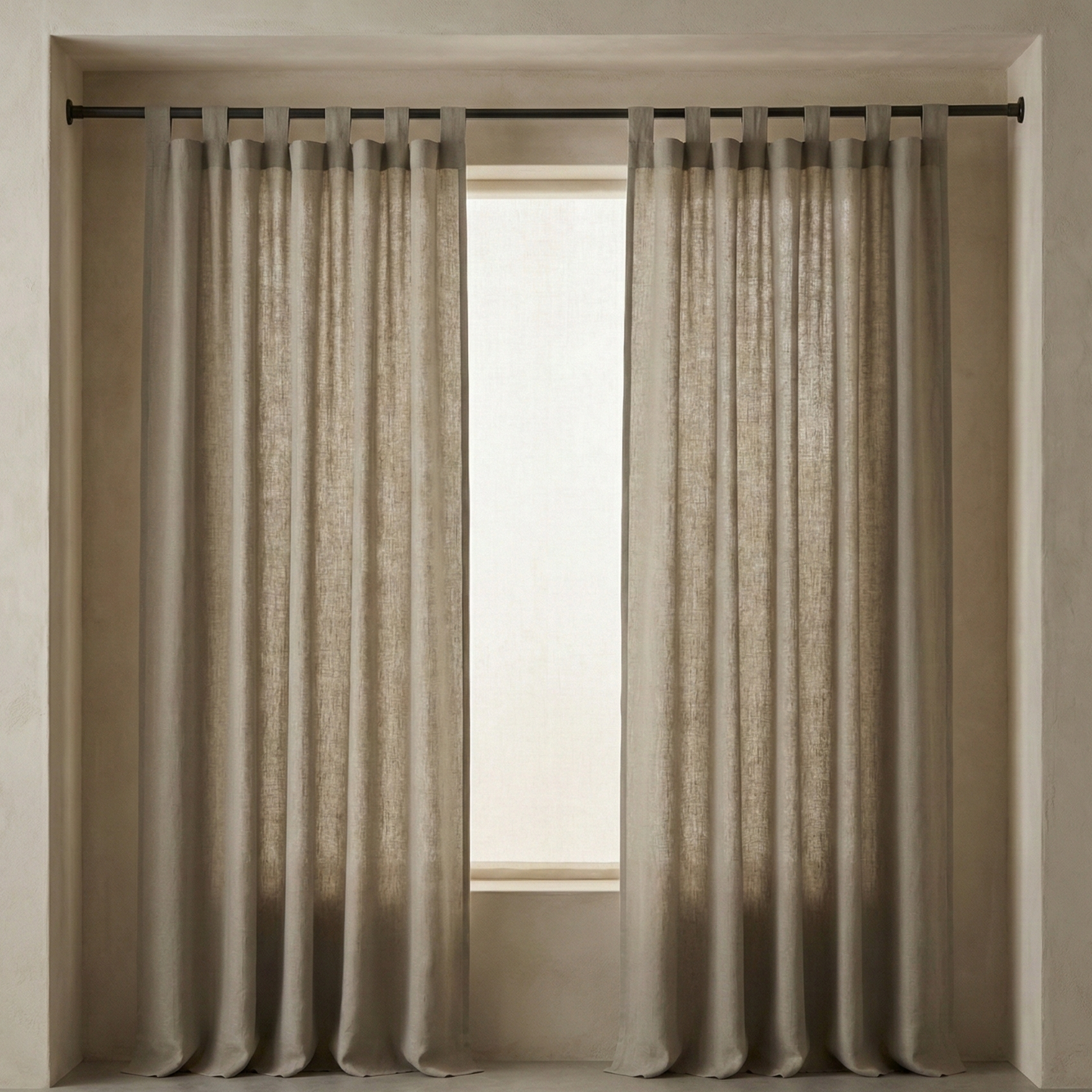 Viscose Linen Tab Top Curtain Panel – Light Filtering Semi Sheer Soft Viscose Linen Curtains (Single Panel)