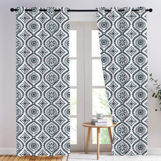 Nikoleta - Set of 2 Panels Crewel Embroidered Curtains | Linen Cotton Mix | Fully Embroidered | Lined