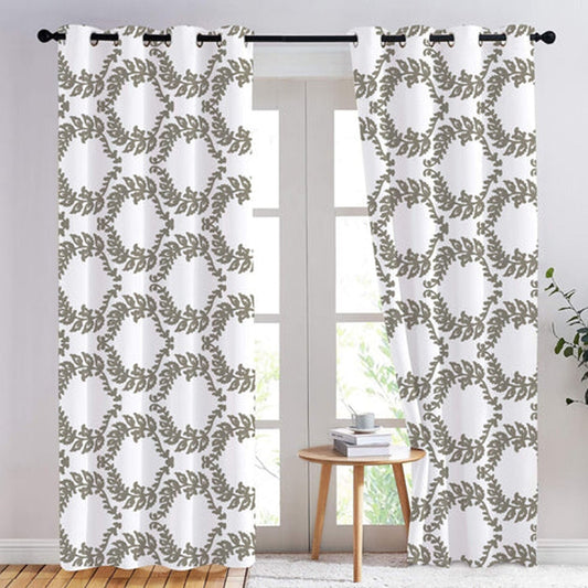 Pandora - Set of 2 Panels Crewel Embroidered Curtains | Linen Cotton Mix | Fully Embroidered | Lined