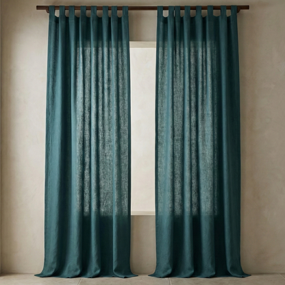 Viscose Linen Tab Top Curtain Panel – Light Filtering Semi Sheer Soft Viscose Linen Curtains (Single Panel)