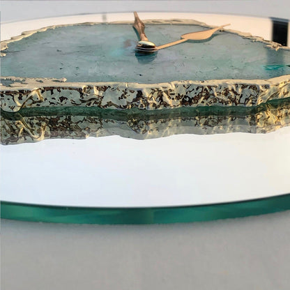 10 " Mirror Aqua Agate Wall Clock/Personalised Momento