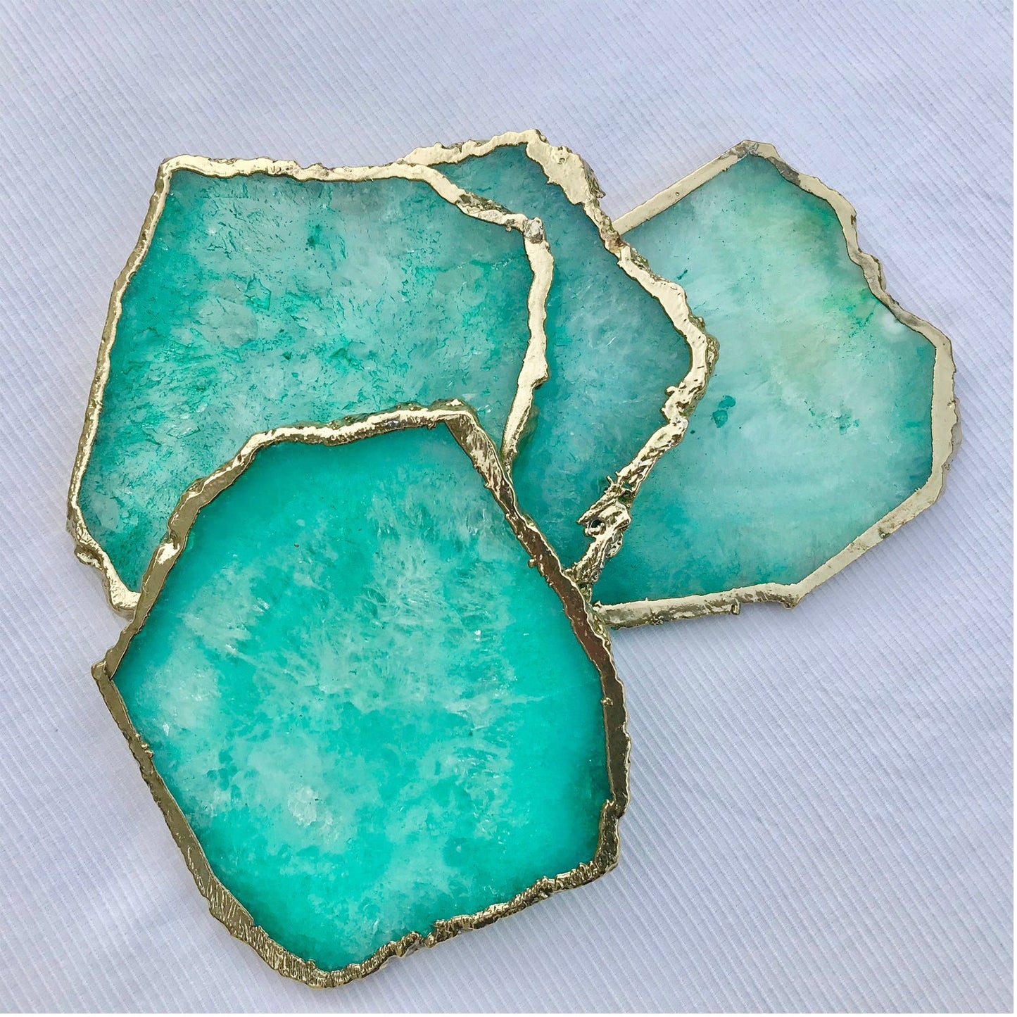 Aqua Agate - Set of 4 Large Coasters/Personalised Momentos