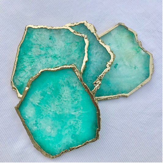 Aqua Agate - Set of 4 Large Coasters/Personalised Momentos